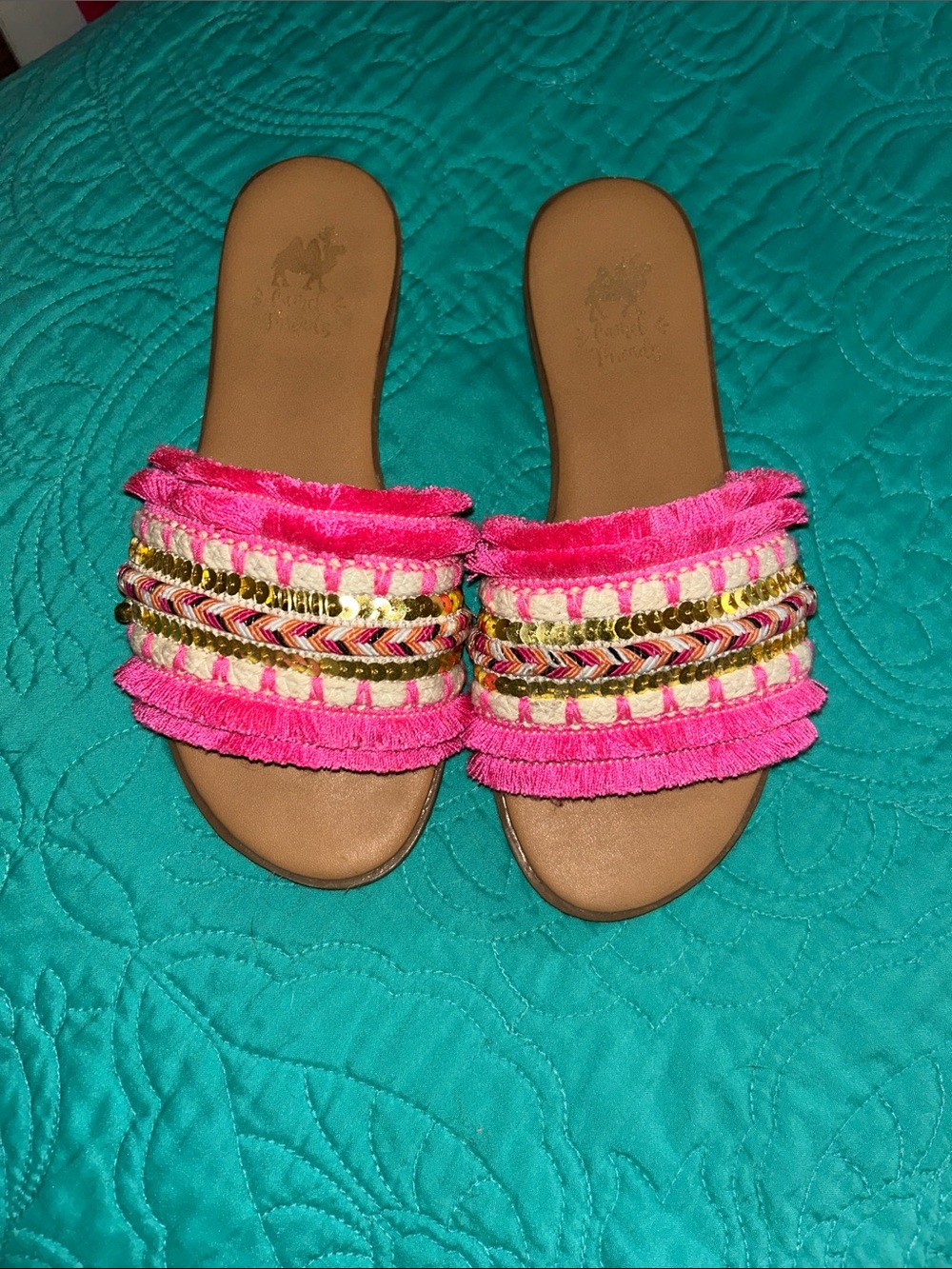 Bright Pink Embellished Slide Sandals - Unknown Brand